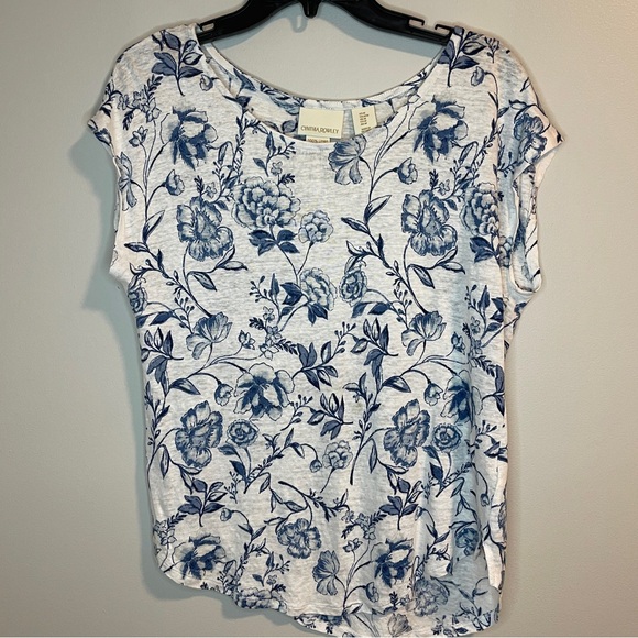 Cynthia Rowley Tops - Cynthia Rowley White and Blue Relaxed T-Shirt